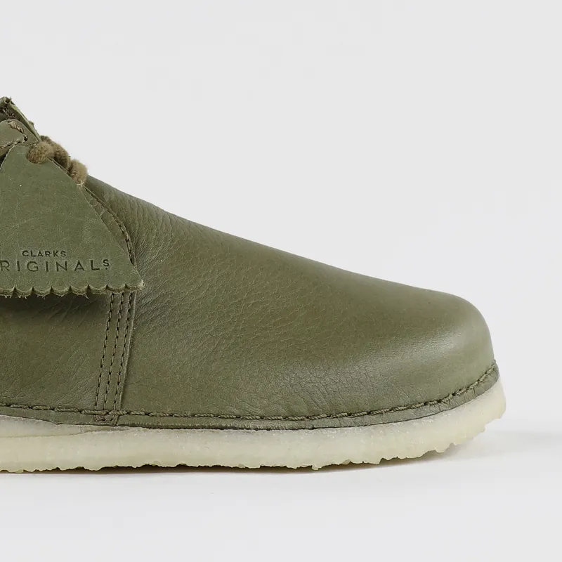 Clarks Ashton Leather Suede Shoes Olive Green Crepe