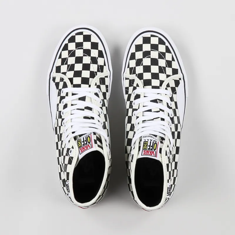 Vans AV Classic High Checkerboard Shoes Black White-6