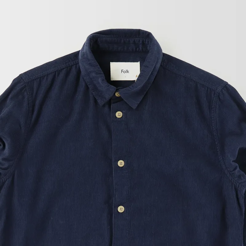 Folk Babycord Shirt Navy-1