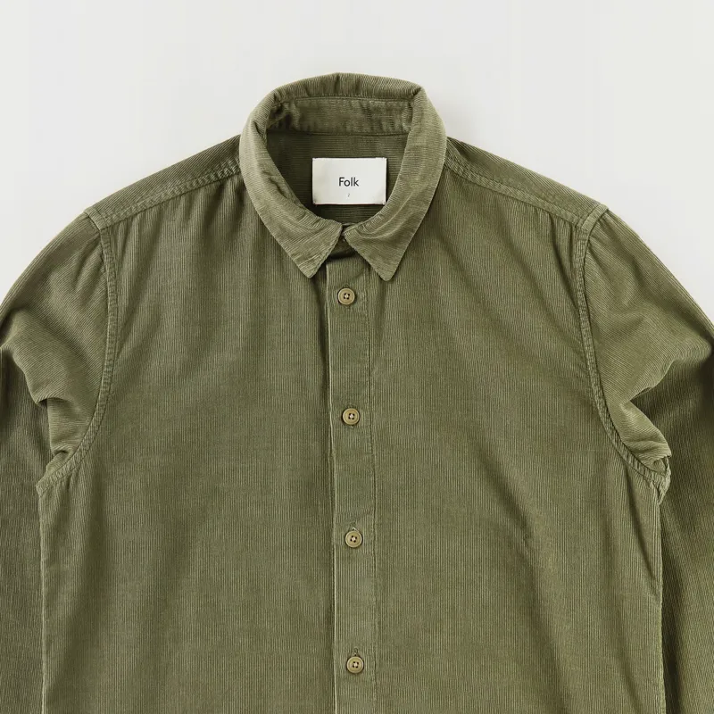 Folk Babycord Shirt Soft Green-1