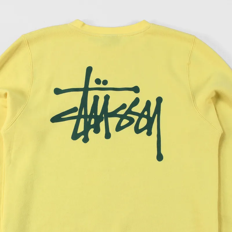 Stussy Basic Logo Crew Sweater Pale Yellow-1