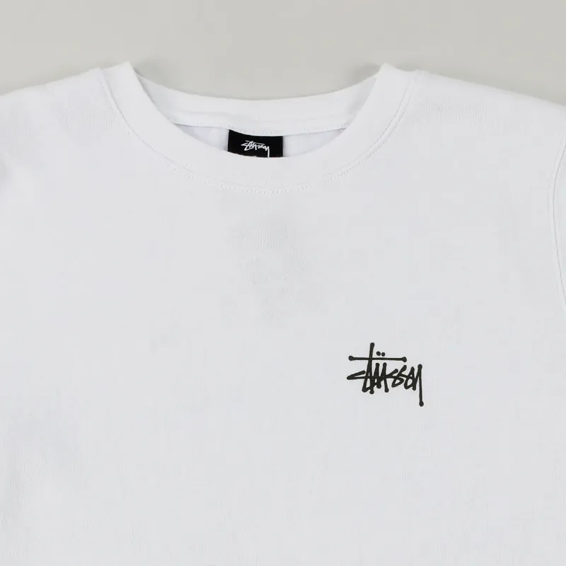 Stussy Worldwide Basic Logo Crew Neck Pullover Sweater White