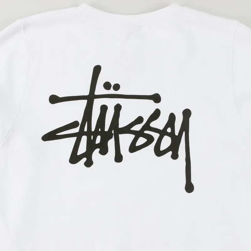 Stussy Basic Logo Crew Sweater White-1