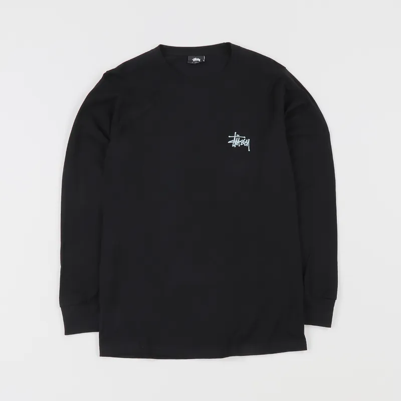 Stussy Basic Long Sleeve T Shirt Black-1