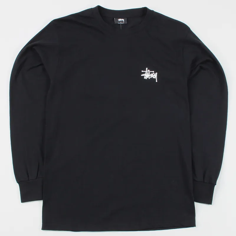 Stussy Basic Logo Long Sleeve T Shirt Black