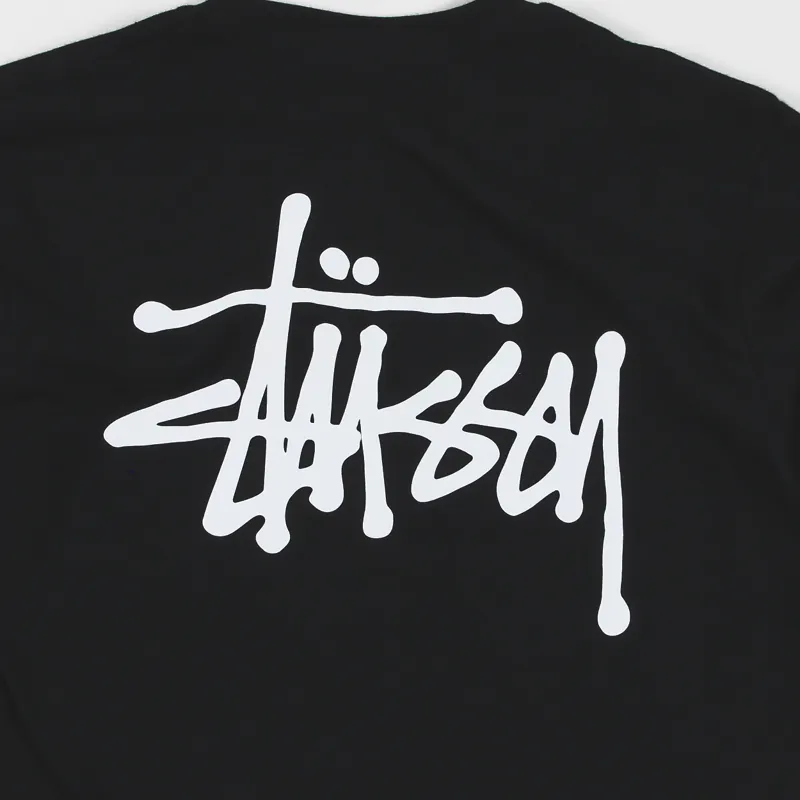 Stussy Basic Logo Long Sleeve T Shirt Black-3