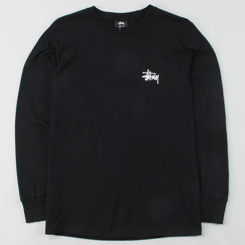 Stussy Basic Long Sleeve T Shirt Black-1