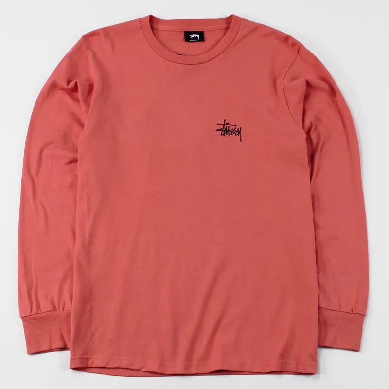 Stussy Basic Long Sleeve T Shirt Dark Pink-1