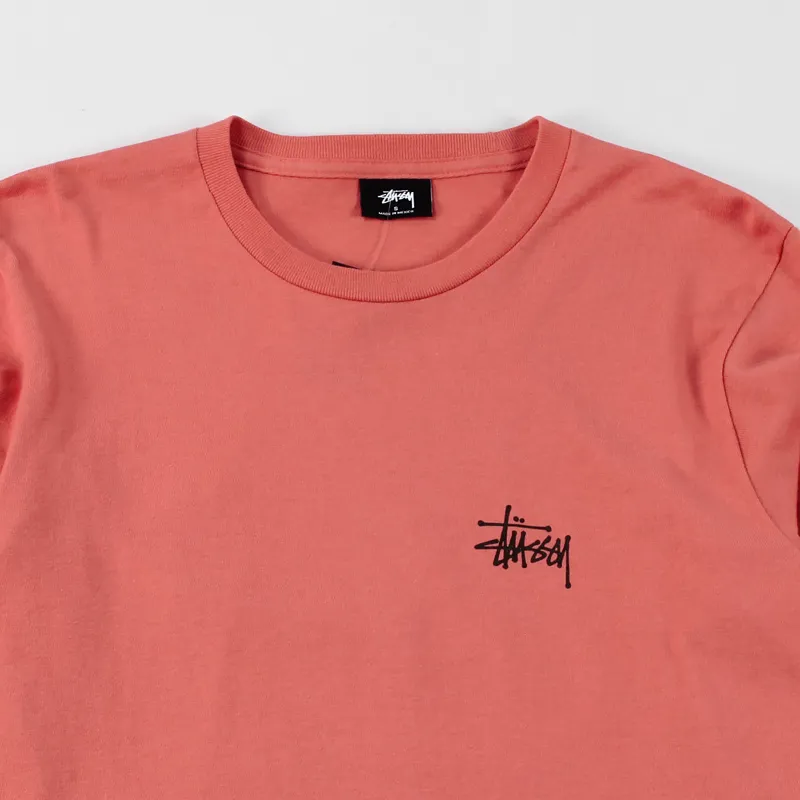 Stussy Basic Long Sleeve T Shirt Dark Pink-2