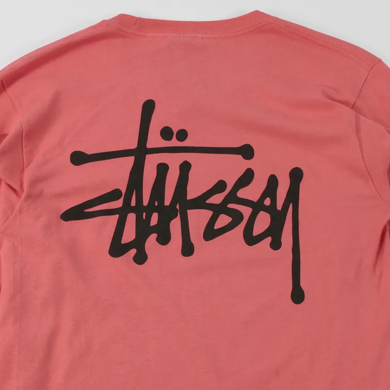 Stussy Basic Long Sleeve T Shirt Dark Pink-3