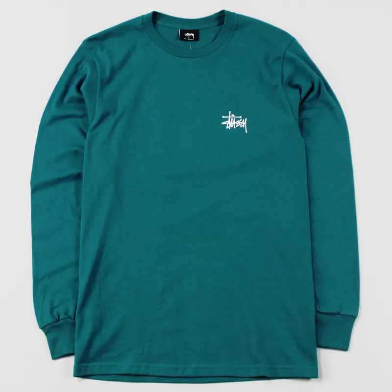 Stussy Basic Long Sleeve T Shirt Dark Teal-1