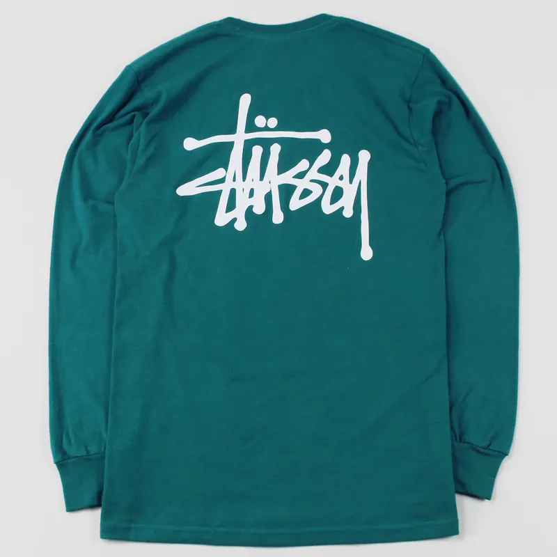 Stussy Basic Long Sleeve T Shirt Dark Teal