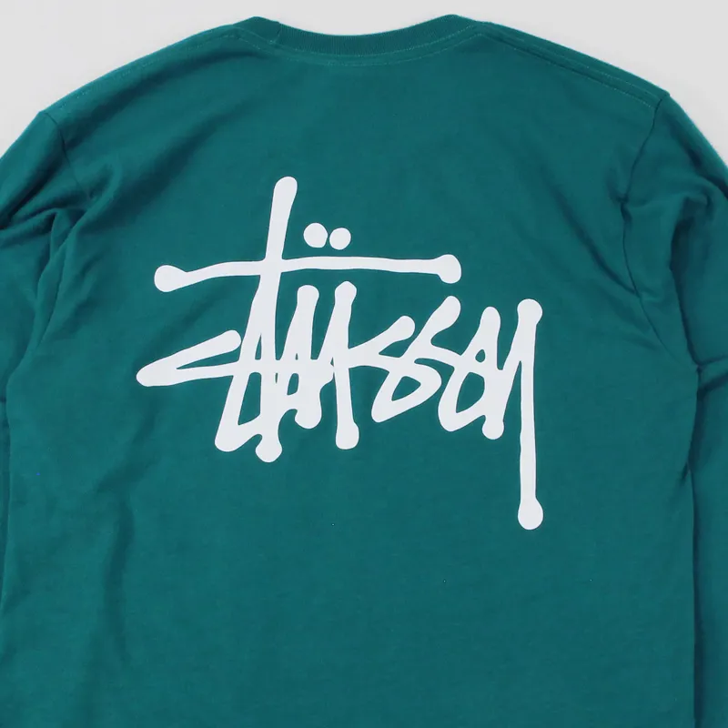 Stussy Basic Long Sleeve T Shirt Dark Teal-3