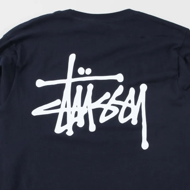 Stüssy: Men's Basic Stüssy Long Sleeve T-Shirt (Navy) | DSML