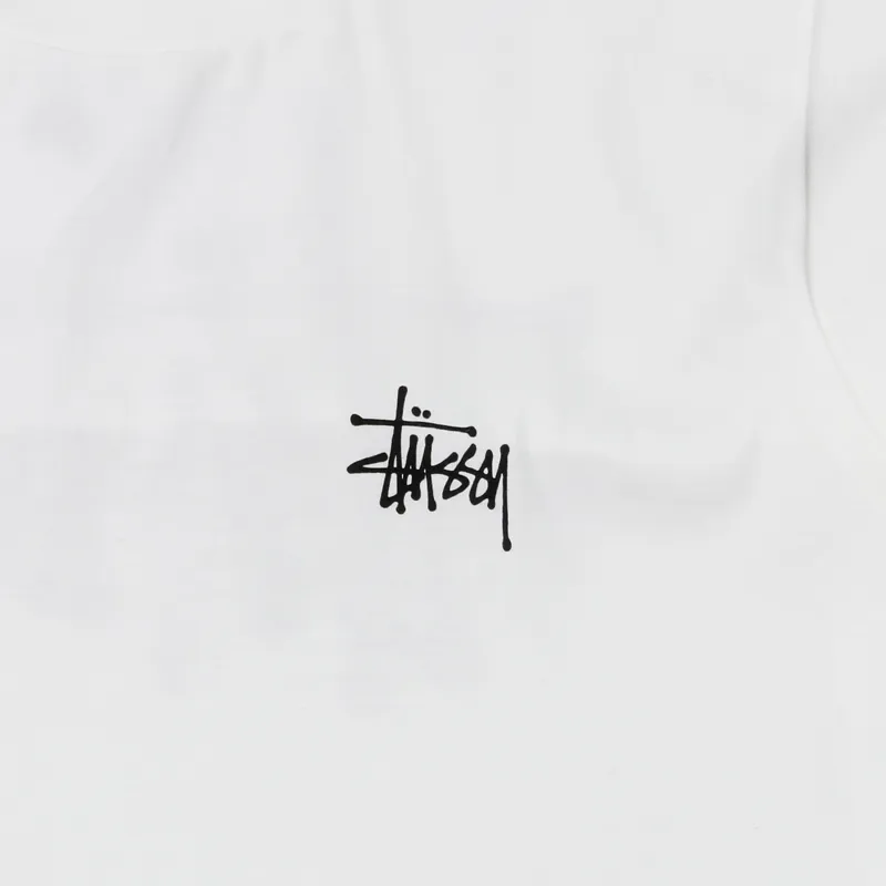 Stussy Basic Logo Long Sleeve T Shirt White-1