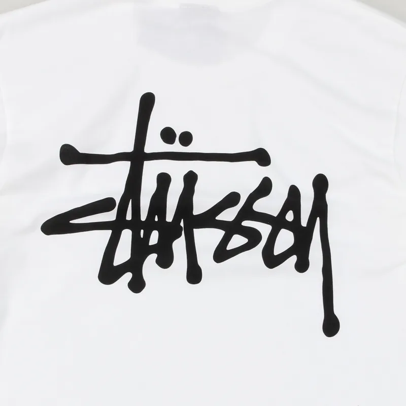 Stussy Basic Logo Long Sleeve T Shirt White-3