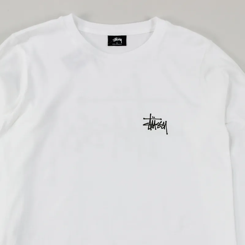 Stussy Basic Long Sleeve T Shirt White-2