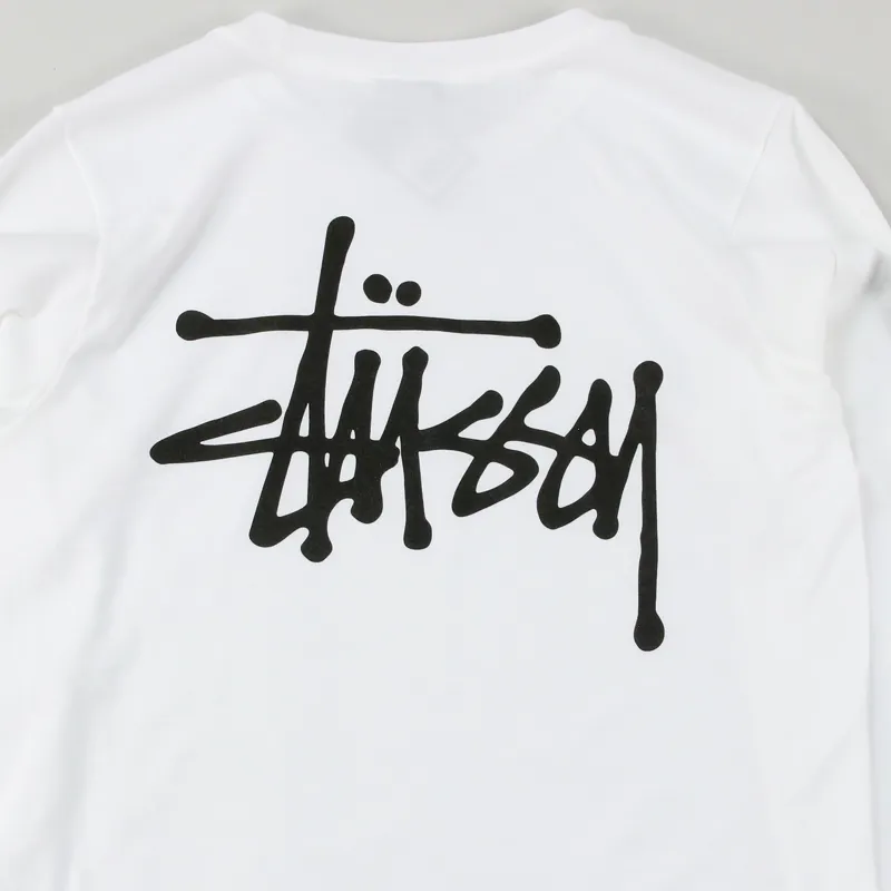 Stussy Basic Long Sleeve T Shirt White-3