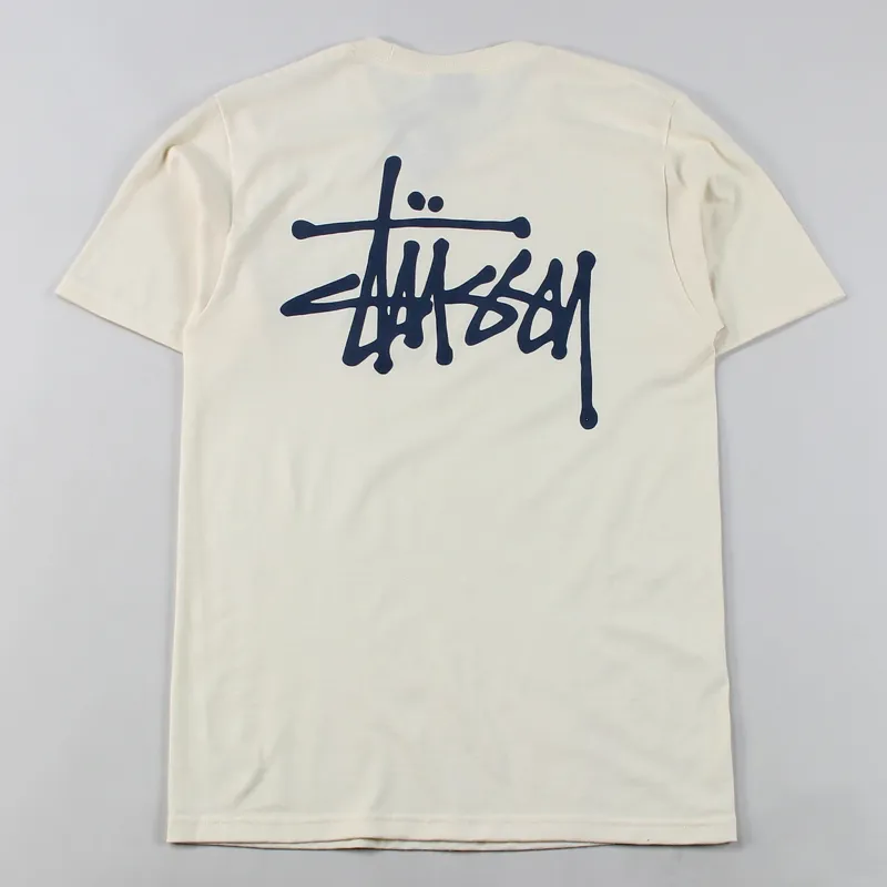 Stussy Basic T Shirt Natural Cotton Streetwear Menswear