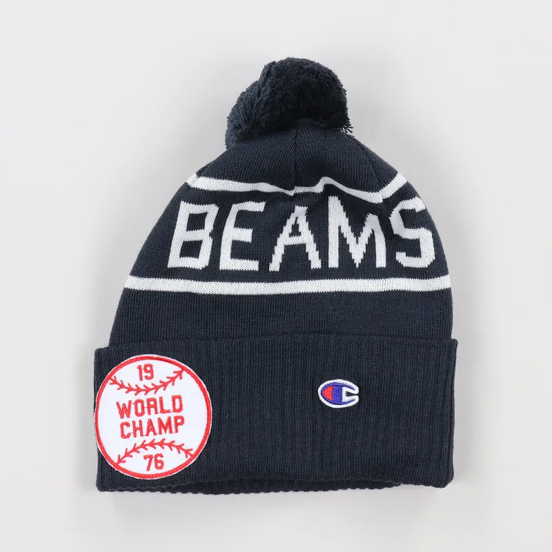 Champion x Beams Beanie Cap Navy-1