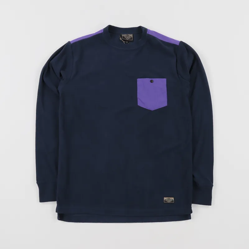 Charging Thunder Bear Mountain Fleece Long Sleeve T Shirt Navy