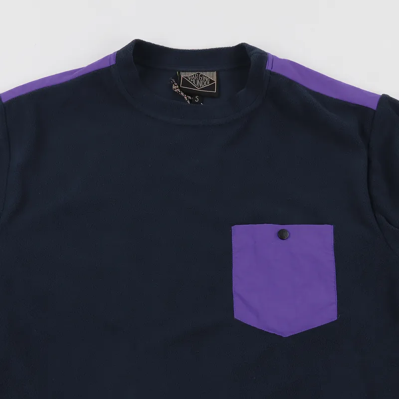 Charging Thunder Bear Mountain Fleece Long Sleeve T Shirt Navy-1