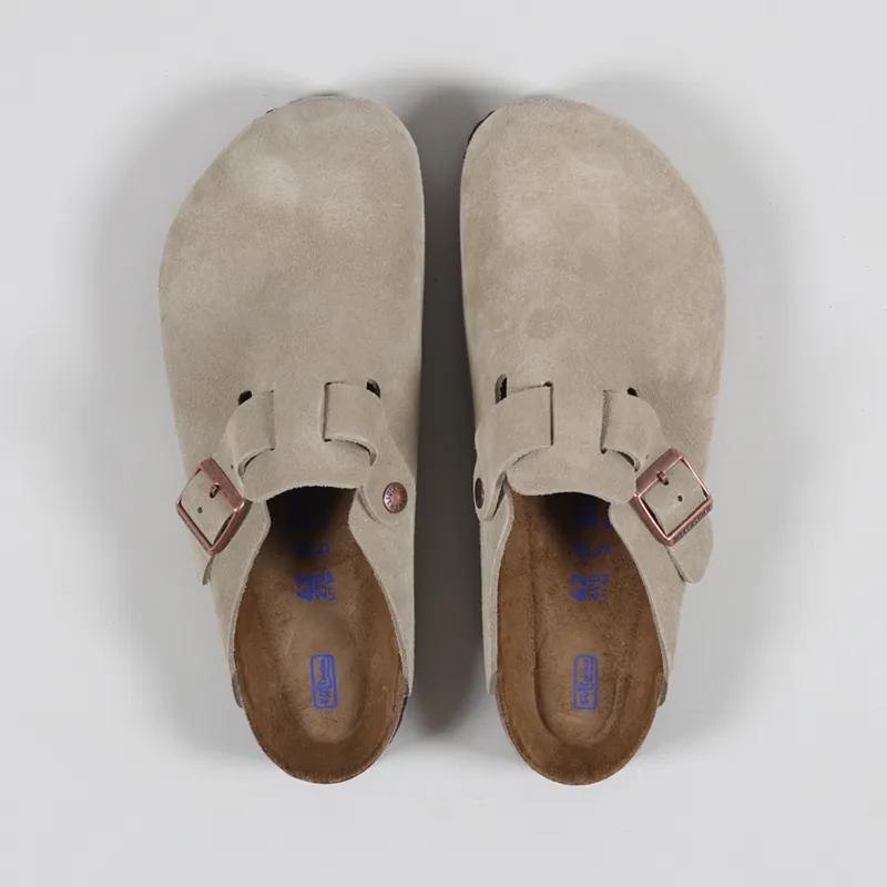 Birkenstock Boston BS Regular Fit Sandals Suede Taupe-4