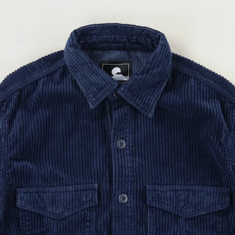 Edwin Long Sleeve Cord Big Shirt Dress Blue-1