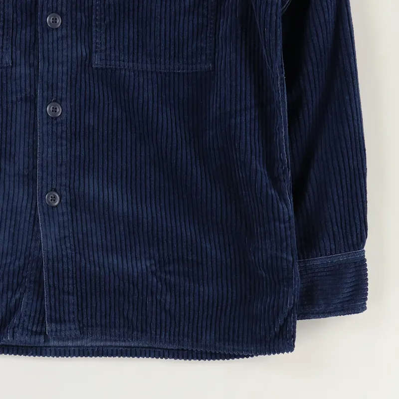 Edwin Long Sleeve Cord Big Shirt Dress Blue-2