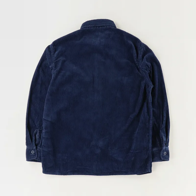 Edwin Long Sleeve Cord Big Shirt Dress Blue-3