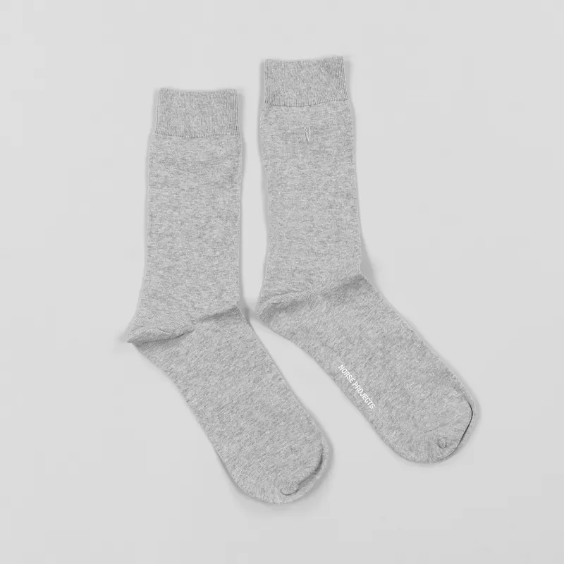 Norse Projects Bjarki Combed Cotton Socks Light Grey Melange