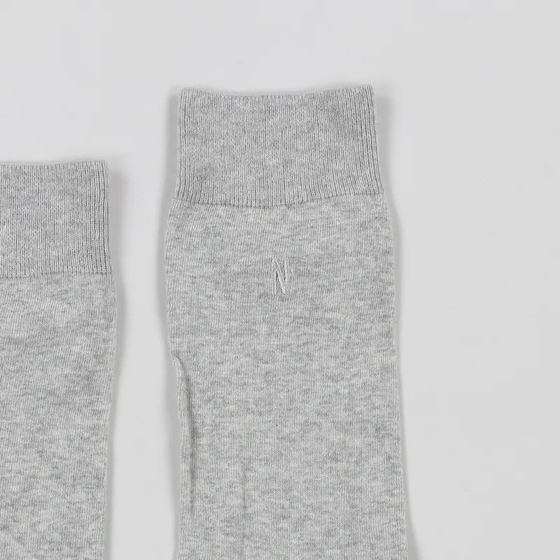 Norse Projects Bjarki Combed Cotton Socks Light Grey Melange-1