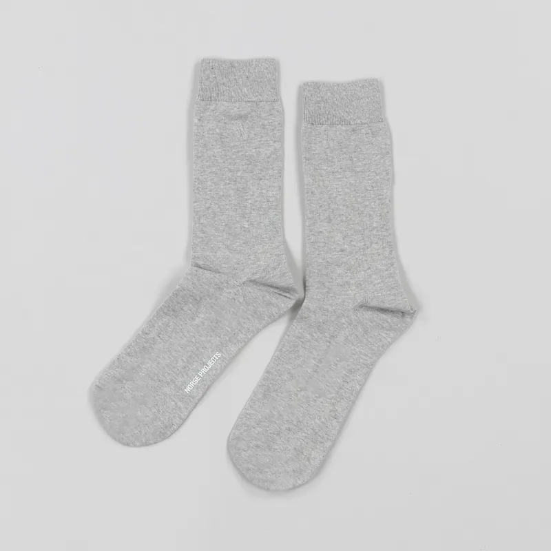 Norse Projects Bjarki Combed Cotton Socks Light Grey Melange-2