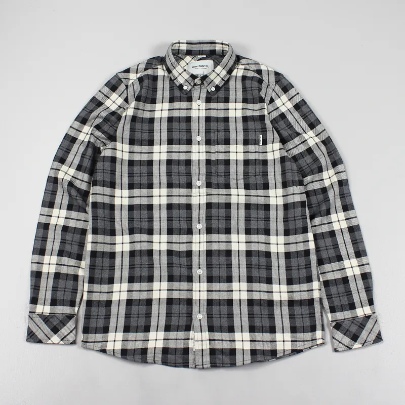 Carhartt Baker Long Sleeve Check Shirt Dark Grey