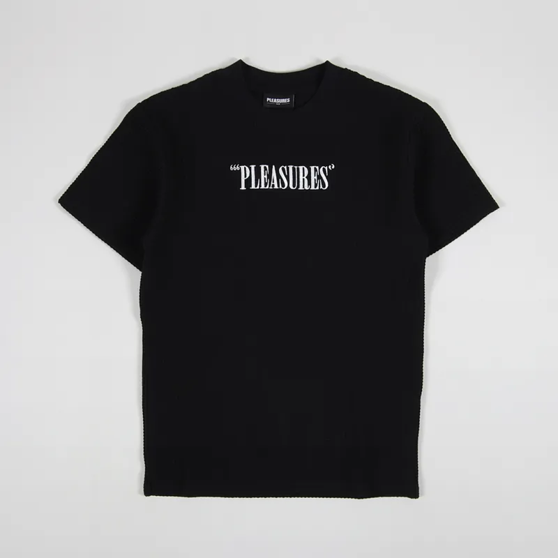 Pleasures Mens Short Sleeve Visions Waffle Knit T Shirt Black