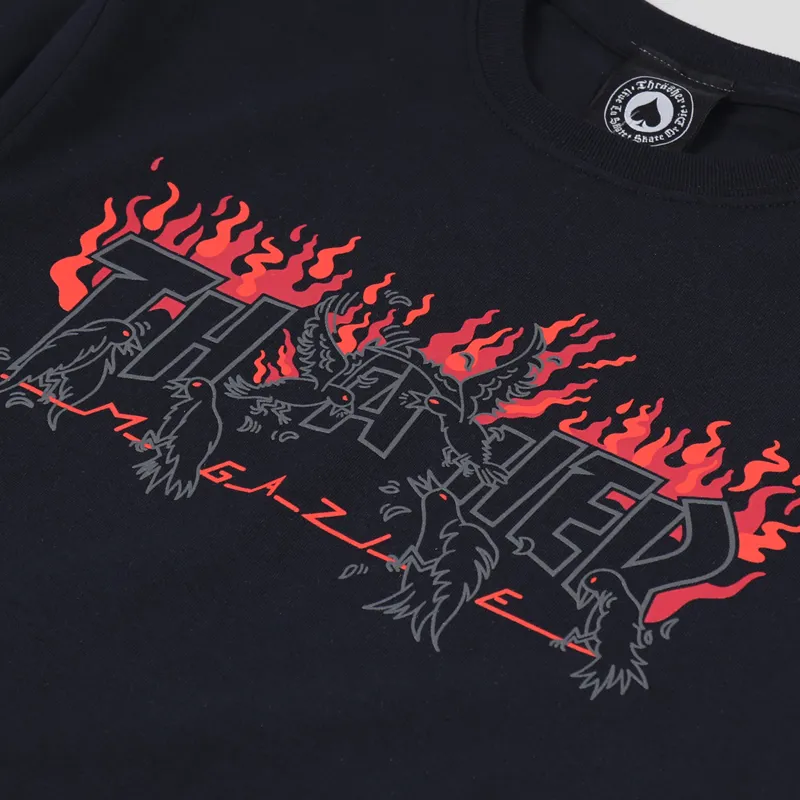 Thrasher Skateboard Magazine Crows T Shirt Black-2