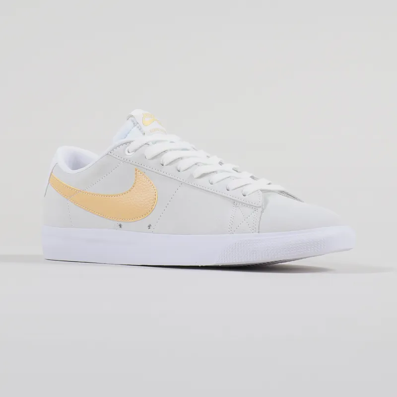 Nike SB Blazer Low GT Shoes White Club Gold-4