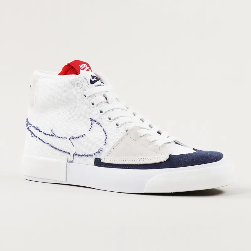 Nike SB Zoom Blazer Mid Edge Shoes White Midnight Navy-7