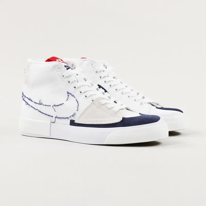 Nike SB Zoom Blazer Mid Edge Shoes White Midnight Navy-4