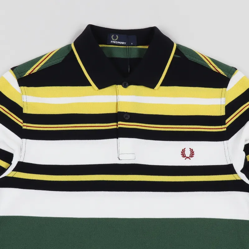 Fred Perry Bold Stripe Polo Shirt Tartan Green-1