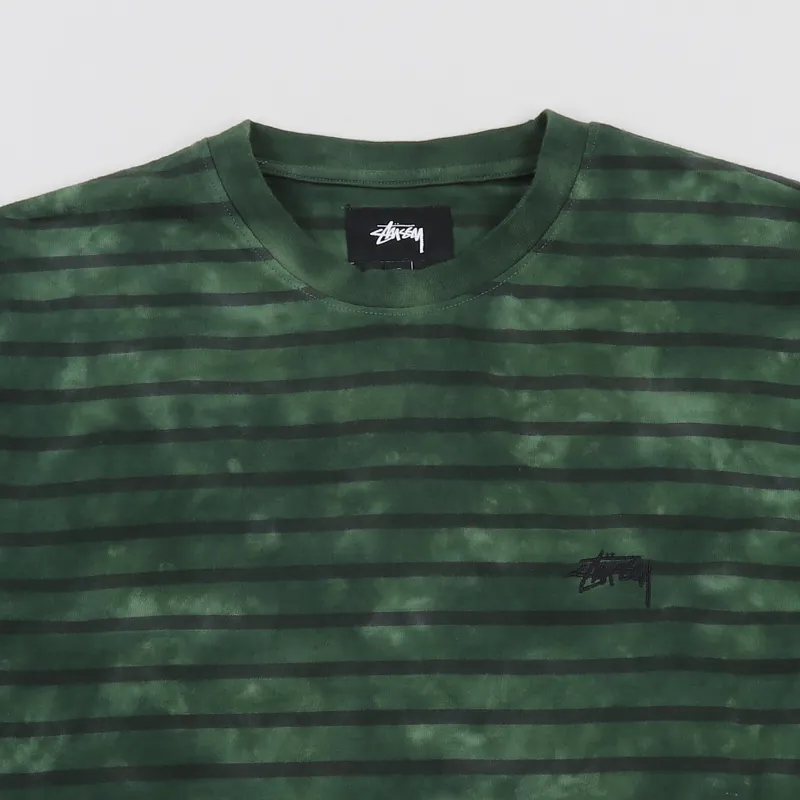 Stussy Bleach Stripe Long Sleeve Crew T Shirt Olive-1