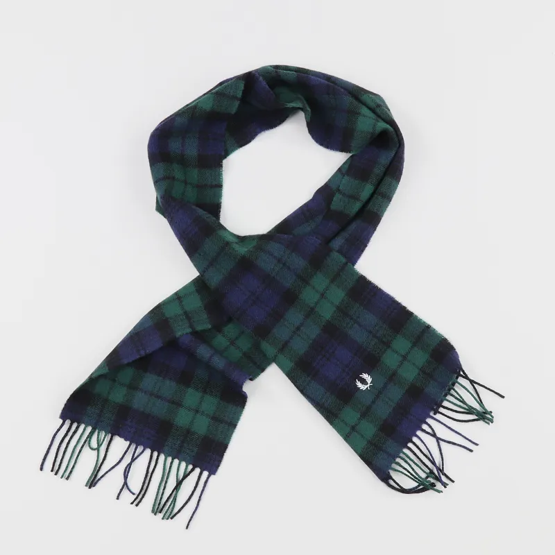 Fred Perry Black Watch Tartan Scarf Ivy-2