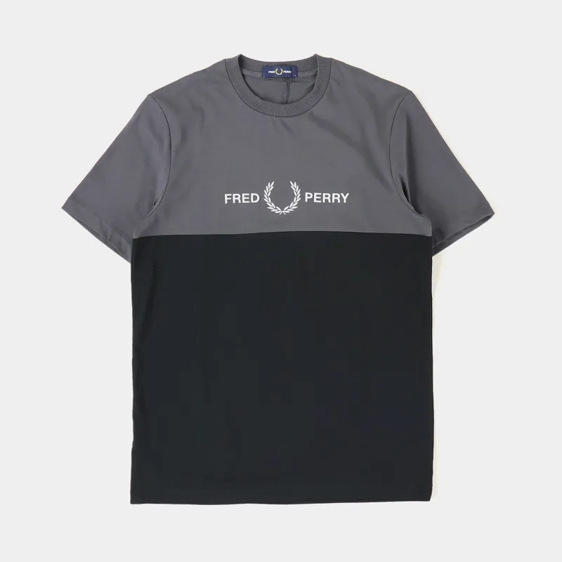 Fred Perry Block Graphic T Shirt Gunmetal