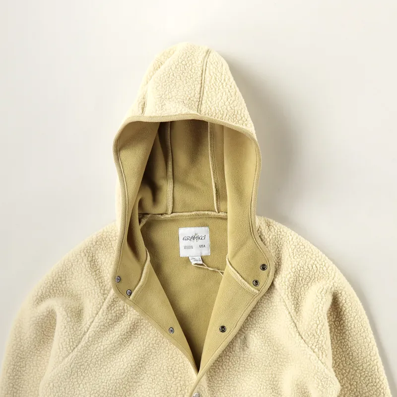 Gramicci Boa Fleece Hooded Coaches Jacket Ivory-3