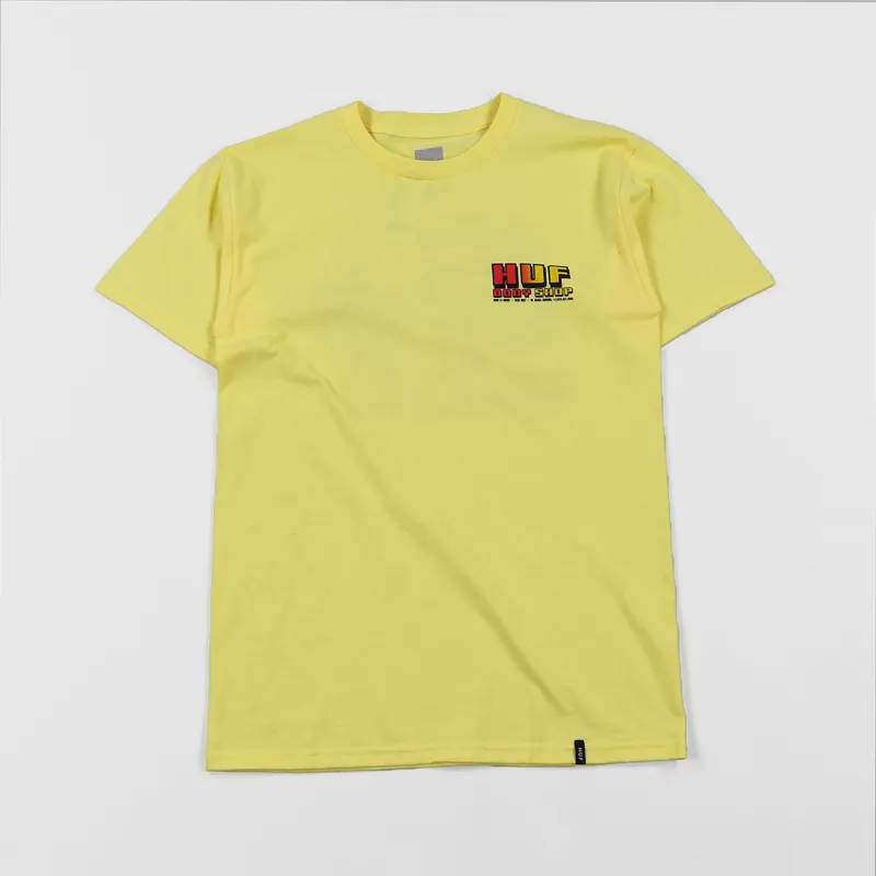 Huf Body Shop T Shirt Sunset Yellow-1