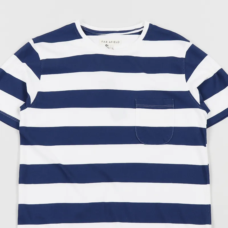 Far Afield Bold Stripe T Shirt Blue White-1