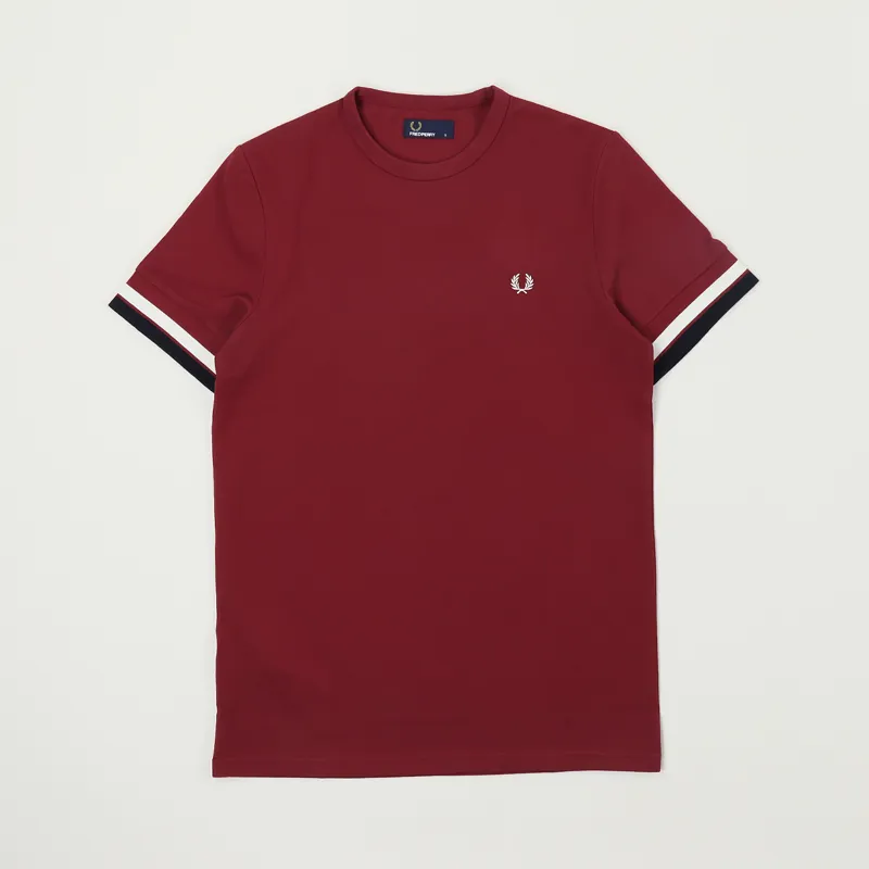 Fred Perry Bold Tipped T Shirt Maroon