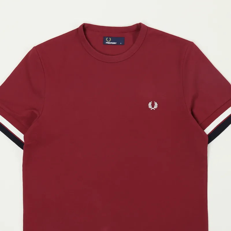 Fred Perry Bold Tipped T Shirt Maroon-1