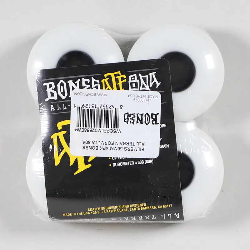 Bones ATF Filmers Skateboard Wheels 80a White 56mm Cruiser Soft