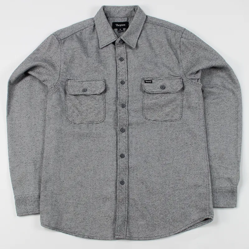 Brixton Bowery Long Sleeve Flannel Shirt Grey